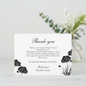 Black & White Poppies Funeral Bedankt (Staand voorkant)
