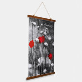 Black White Poppies Red Flowers Dark Floral Classy Hangend Wandkleed (Gebogen)