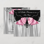 Black White Princess Baby Shower-uitnodigingen Kaart (Voorkant / Achterkant)