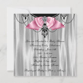 Black White Princess Baby Shower-uitnodigingen Kaart (Achterkant)