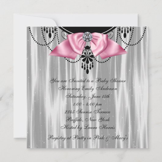 Black White Princess Baby Shower-uitnodigingen Kaart (Achterkant)