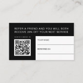 Black White Professional 2-in-1 bedrijf en Aanbevelingskaartje (Achterkant)