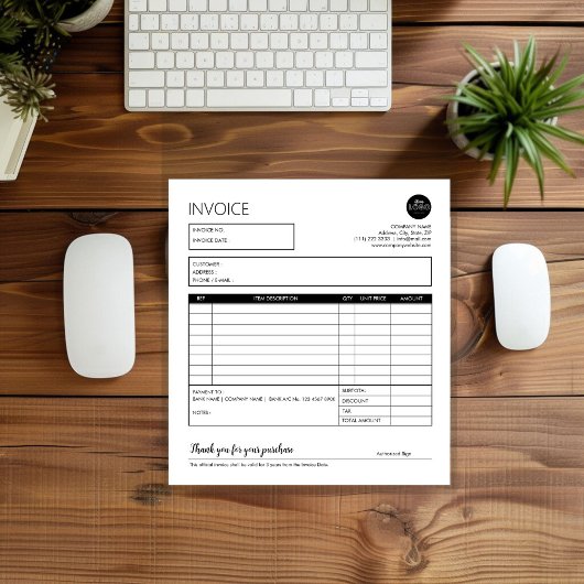 Black White Professional Business Invoice Template Notitieblok