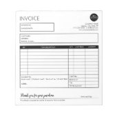 Black White Professional Business Invoice Template Notitieblok (Voorkant)