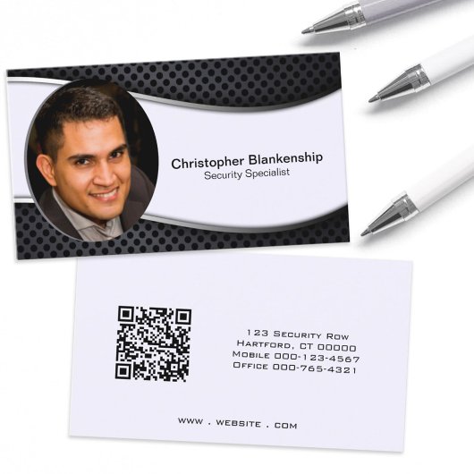 Black White Professional Custom Photo QR Code Visitekaartje