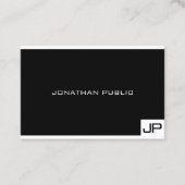 Black White Professional Monogram Elegant Modern Visitekaartje (Voorkant)