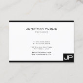 Black White Professional Monogram Elegant Modern Visitekaartje (Achterkant)