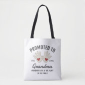 Black & White Promoted To Grandma Baby Handprints Tote Bag (Voorkant)
