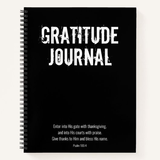 Black White Psalm Bible Verse Gratitude Journal Notitieboek (Voorkant)
