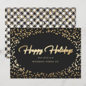 Black White Pset Gold Snow Business Holidards Feestdagenkaart (Voorkant / Achterkant)