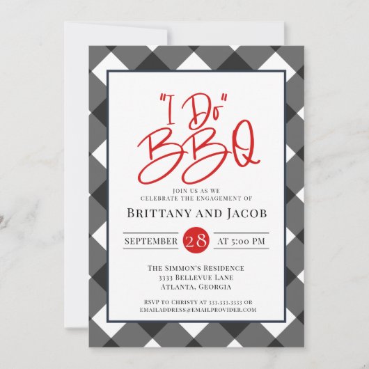 Black White Pset I Do BBQ Verloving Invitation Kaart (Voorkant)