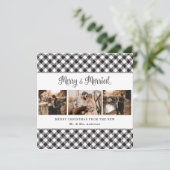 Black White Pset Merry (zwarte witte pset) en getr Feestdagenkaart (Staand voorkant)