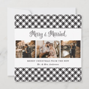 Black White Pset Merry (zwarte witte pset) en getr Feestdagenkaart