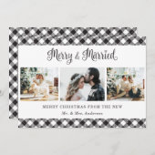 Black White Pset Merry (zwarte witte pset) en getr Feestdagenkaart (Voorkant / Achterkant)