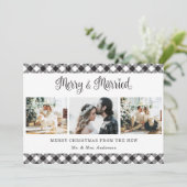 Black White Pset Merry (zwarte witte pset) en getr Feestdagenkaart (Staand voorkant)