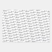 Black White Pset Pattern Kerstmis Inpakpapier Vel (Voorkant 2)