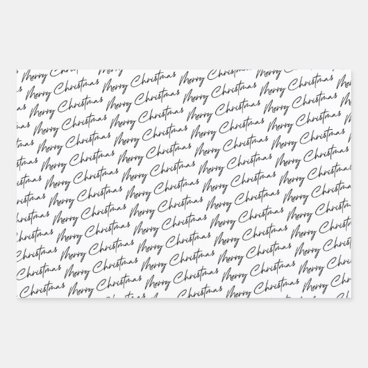 Black White Pset Pattern Kerstmis Inpakpapier Vel (Voorkant 2)