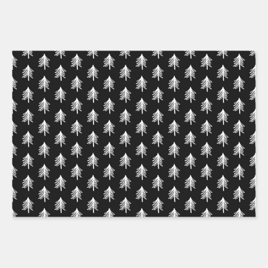 Black White Pset Pattern Kerstmis Inpakpapier Vel (Voorkant)