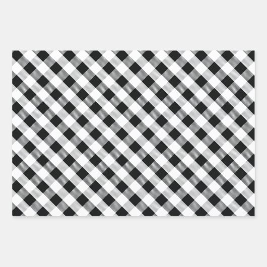 Black White Pset Pattern Kerstmis Inpakpapier Vel (Voorkant 3)