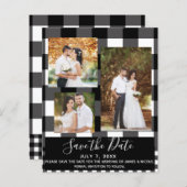 Black White Pset Wedding Photo Save the Date (Voorkant / Achterkant)