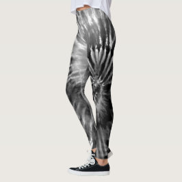 Black & White Psychedelic Starburst Tie Dye Leggings