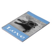Black & White Pug Puppy Dog Blue Love Notebook Notitieboek (Linkerzijde)