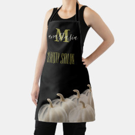 Black White Pumpkin Beauty Salon Monogram Schort