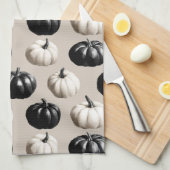 Black & White Pumpkin Fall Design Theedoek (Quarter Fold)