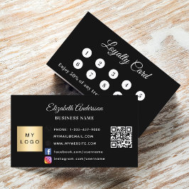 Black white qr code business logo loyalty card