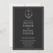 Black & White QR Code Classic Crest Photo Wedding Kaart (Voorkant)