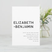 Black White QR Code Huwelijksuitnodiging met RSVP Kaart (Staand voorkant)