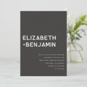 Black White QR Code Huwelijksuitnodiging met RSVP Kaart (Staand voorkant)