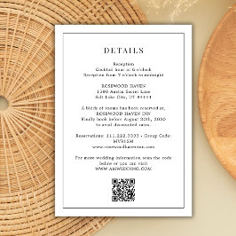 Black White Qr Code Minimal Wedding Details Informatiekaartje