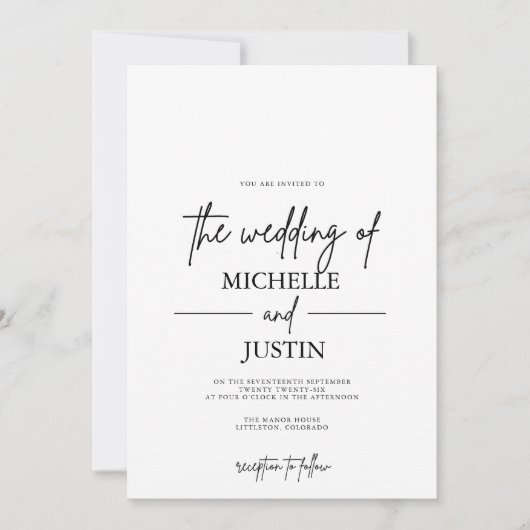 Black White QR Wedding Invitation Kaart (Voorkant)