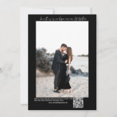 Black White QR Wedding Invitation Kaart (Achterkant)