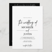 Black White QR Wedding Invitation Kaart (Voorkant / Achterkant)