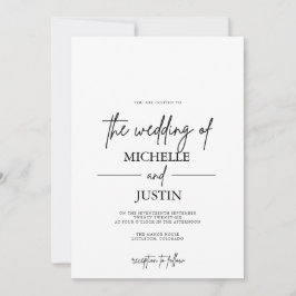 Black White QR Wedding Invitation Kaart