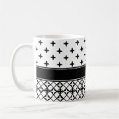 Black White Quatrefoil Monogrammed Koffiemok (Links)