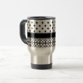 Black White Quatrefoil Monogrammed Reisbeker (Voorkant links)