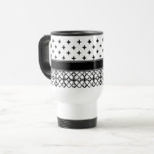 Black White Quatrefoil Monogrammed Reisbeker (Voorkant links)