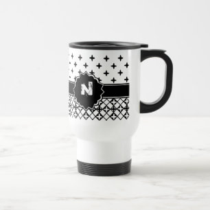 Black White Quatrefoil Monogrammed Reisbeker
