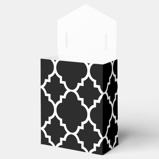 Black White Quatrefoil Moroccan Pattern Bedankdoosjes (Geopend)