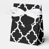 Black White Quatrefoil Moroccan Pattern Bedankdoosjes (Voorkant Zijde)