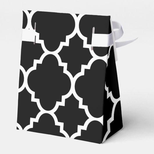 Black White Quatrefoil Moroccan Pattern Bedankdoosjes (Achterkant)