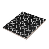 Black White Quatrefoil Moroccan Pattern Tegeltje (Zijkant)