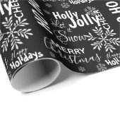 Black White Quotes Snow Flake Merry Kerstmis Cadeaupapier (Rol Hoek)