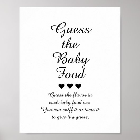 Black & White Raad de Baby Food Game Poster (Voorkant)