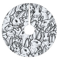 Black White Rabbit Bunny Drawing Modern Pattern
