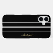 Black White Racing Stripes Chic Gold Monogramed iPhone Hoesje (Achterkant horizontaal)