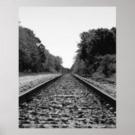 Black & White Railroad Tracks 16x20 Poster afdrukk